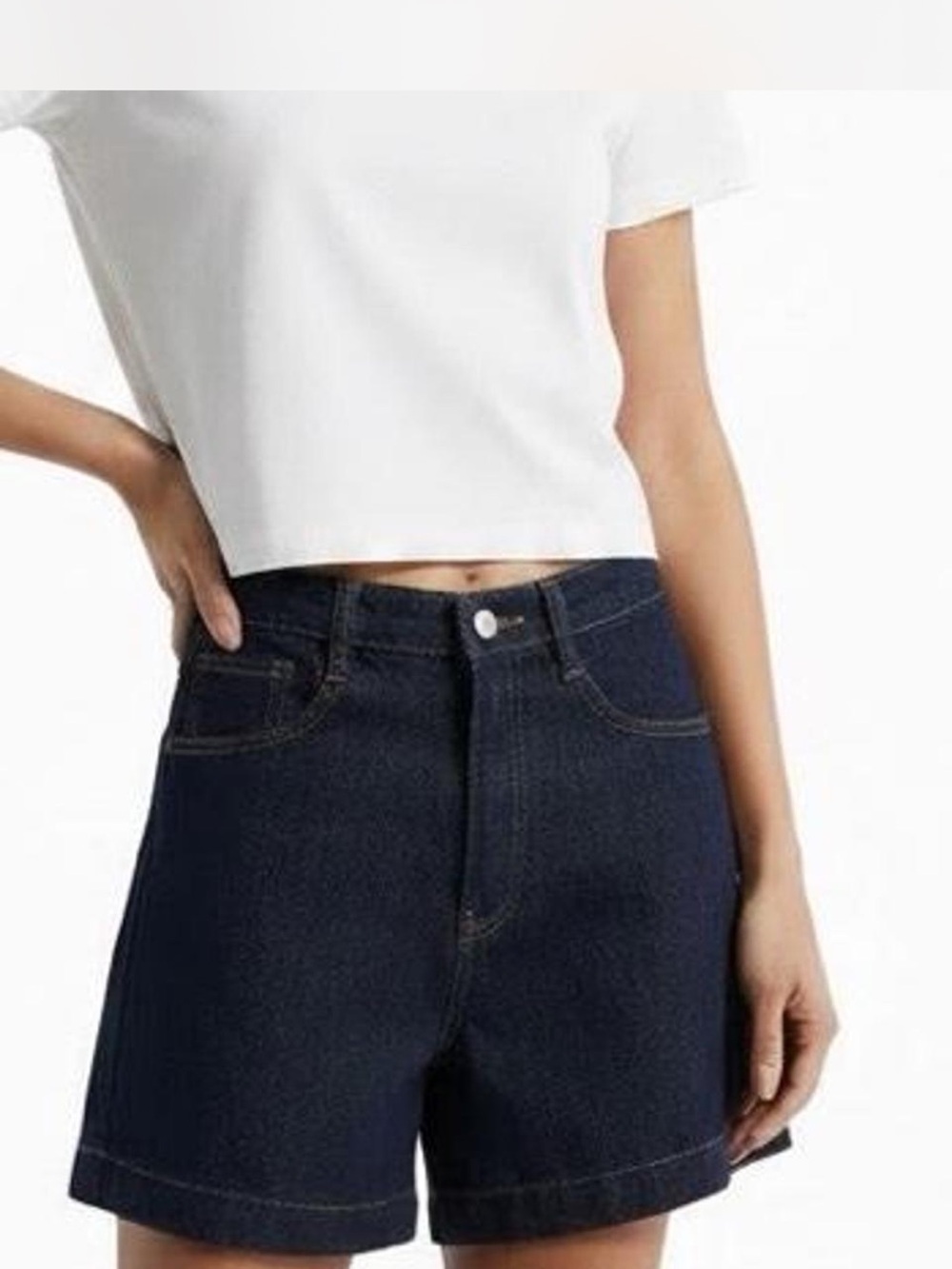 Princess Polly Whittaker Dark Blue High-Waist Denim Shorts